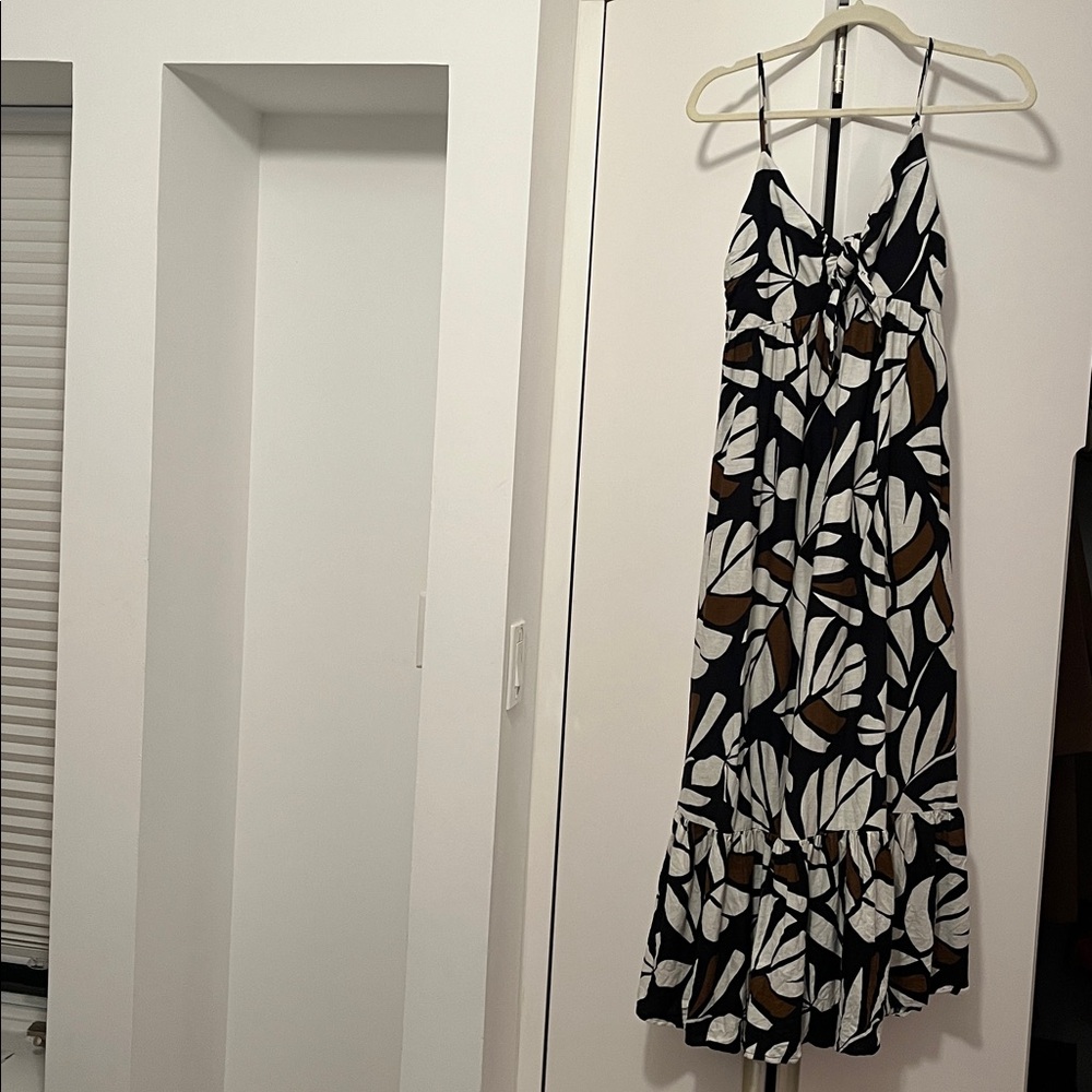 Tabitha Brown x Target Brown Neutral Botanical Tropical Linen Blend Maxi Dress